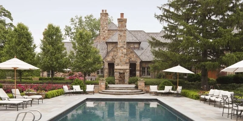 Stoneleigh House Pool & Rear Terrace - designed by William T. Baker